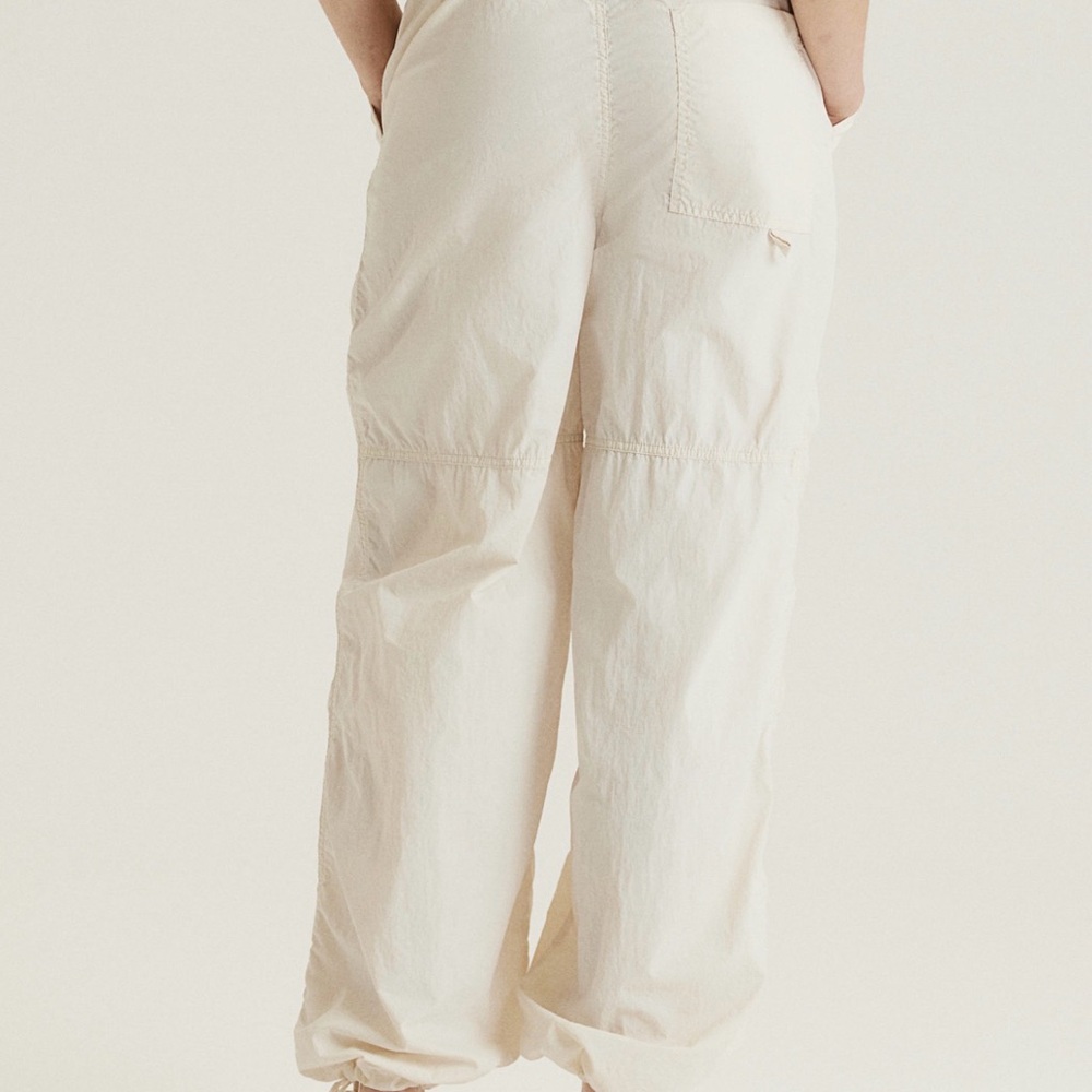 H&M Cream Parachute Cargo Pants XS Drawstring Lightweight Utility - Picture 2 of 14